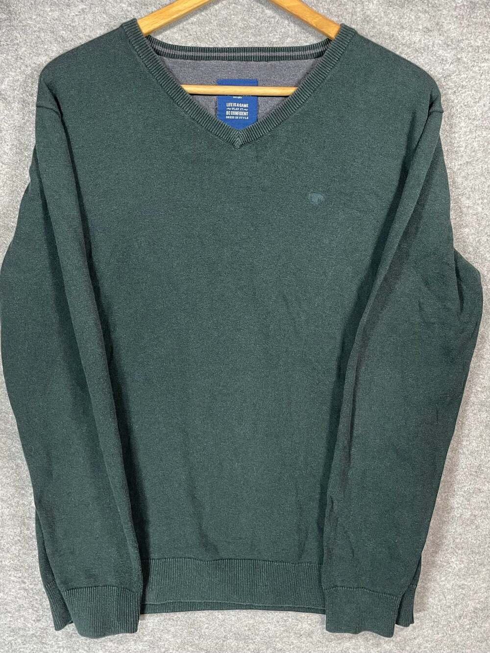 Tom Tailor Men's Green V-Neck Long Sleeve Knit Sweater Size XL - Picture 2 of 5